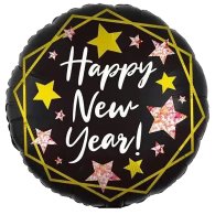 Фольгированный шар круг "Happy New Year" звёзды 18" Китай Фольгированный шар круг "Happy New Year" звёзды 18" Китай