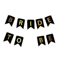 Гирлянда бумажная "Bride to be" золото на чёрном 