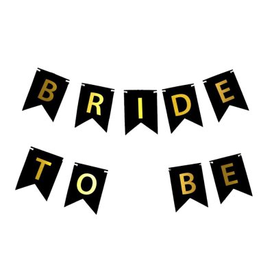 Гирлянда бумажная "Bride to be" золото на чёрном 