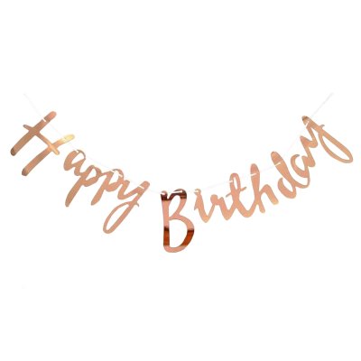 Гирлянда бумажная "Happy Birthday" розовое золото