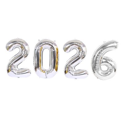 Набір фольгованих цифр "2026" срібло 30" Balun в упаковці Набір фольгованих цифр "2026" срібло 30" Balun в упаковці
