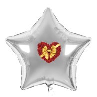 Наклейка на фольгированный шар 18" "Сердце с розами" 12х12 см 