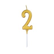 Свеча-цифра мини "2" на палочке золото 4 см Свеча-цифра мини "2" на палочке золото 4 см