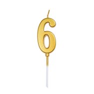 Свеча-цифра мини "6" на палочке золото 4 см Свеча-цифра мини "6" на палочке золото 4 см