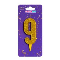 Свічка-цифра "9" золото блиск