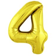 Фольгированный шар цифра "4" Slim золото 39" FlexMetal