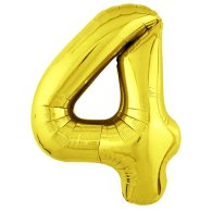 Фольгована кулька цифра "4" Slim золото 39" FlexMetal