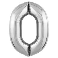 Фольгована кулька цифра "0" Slim срібло 39" FlexMetal