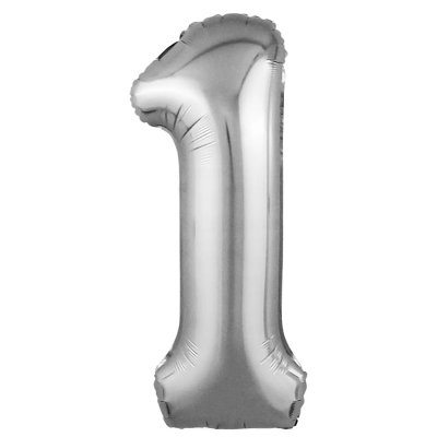 Фольгована кулька цифра "1" Slim срібло 39" FlexMetal