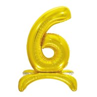 Фольгована кулька цифра на підставці "6" золото 32" Pelican Фольгована кулька цифра на підставці "6" золото 32" Pelican