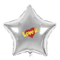 Наклейка на фольгированный шар 18" "Love is" 8х13 см