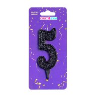 Свеча-цифра "5" черная блеск Свеча-цифра "5" черная блеск