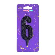 Свеча-цифра "6" черная блеск