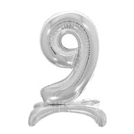 Фольгована кулька цифра на підставці "9" срібло 32" Pelican 