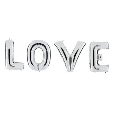 Фольгированный шар-надпись "Love" серебро 80 см Китай