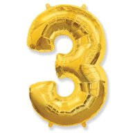 Фольгована кулька цифра "3" золото 40" FlexMetal 