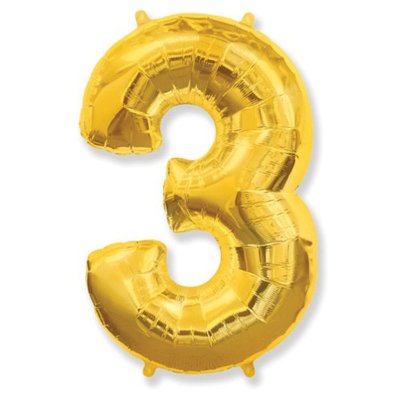Фольгована кулька цифра "3" золото 40" FlexMetal 