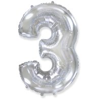 Фольгована кулька цифра "3" срібло 40" FlexMetal 