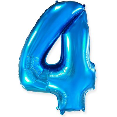 Фольгированный шар цифра "4" синий 40" FlexMetal