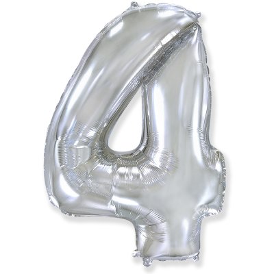 Фольгована кулька цифра "4" срібло 40" FlexMetal 