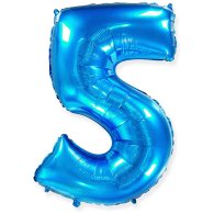Фольгированный шар цифра "5" синий 40" FlexMetal