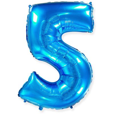 Фольгированный шар цифра "5" синий 40" FlexMetal