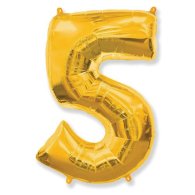 Фольгована кулька цифра "5" золото 40" FlexMetal 
