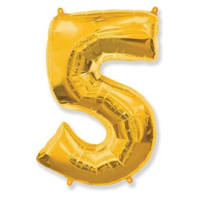 Фольгована кулька цифра "5" золото 40" FlexMetal 
