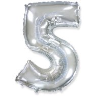 Фольгированный шар цифра "5" серебро 40" FlexMetal Фольгированный шар цифра "5" серебро 40" FlexMetal