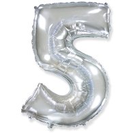 Фольгована кулька цифра "5" срібло 40" FlexMetal 