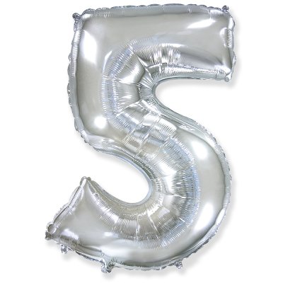 Фольгована кулька цифра "5" срібло 40" FlexMetal 