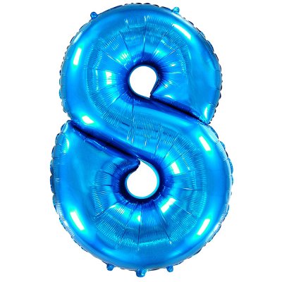Фольгированный шар цифра "8" синий  40" FlexMetal