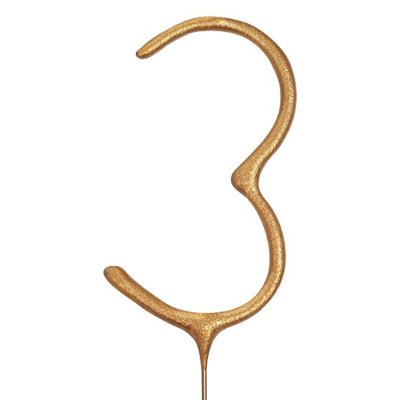 Свеча-цифра бенгальская "3" золото 