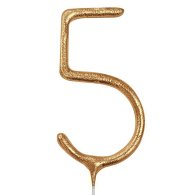 Свеча-цифра бенгальская "5" золото 