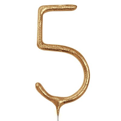 Свеча-цифра бенгальская "5" золото 