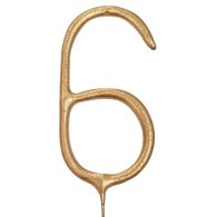 Свеча-цифра бенгальская "6" золото 