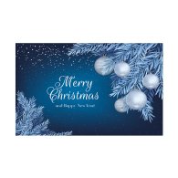 Плакат для свята "Merry Christmas" білі кульки на синьому 75×120 см 