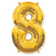 Фольгована кулька цифра "8" золото 40" FlexMetal 