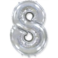 Фольгована кулька цифра "8" срібло 40" FlexMetal 