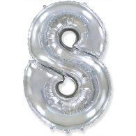 Фольгована кулька цифра "8" срібло 40" FlexMetal 