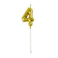 Свеча-цифра "4" на палочке золото 6,5 см Свеча-цифра "4" на палочке золото 6,5 см