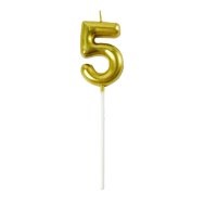 Свеча-цифра "5" на палочке золото 6,5 см Свеча-цифра "5" на палочке золото 6,5 см