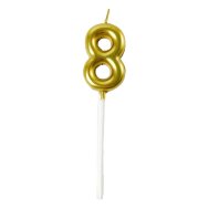 Свеча-цифра "8" на палочке золото 6,5 см Свеча-цифра "8" на палочке золото 6,5 см