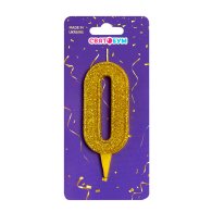 Свеча-цифра "0" золото блеск
