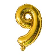 Фольгированный шар цифра "9" золото 35 см Китай 