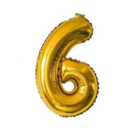 Фольгированный шар цифра "6" золото 35 см Китай  