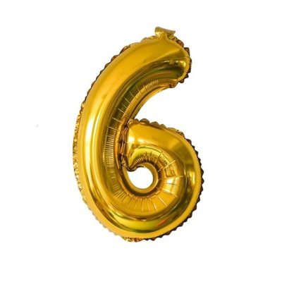 Фольгированный шар цифра "6" золото 35 см Китай  