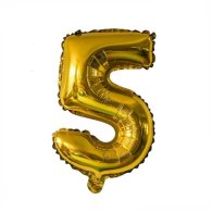 Фольгированный шар цифра "5" золото 35 см Китай 