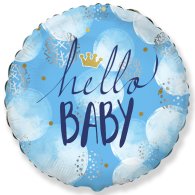 Фольгована кругла кулька "Hello baby" блакитна 18" Flexmetal