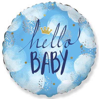 Фольгована кругла кулька "Hello baby" блакитна 18" Flexmetal